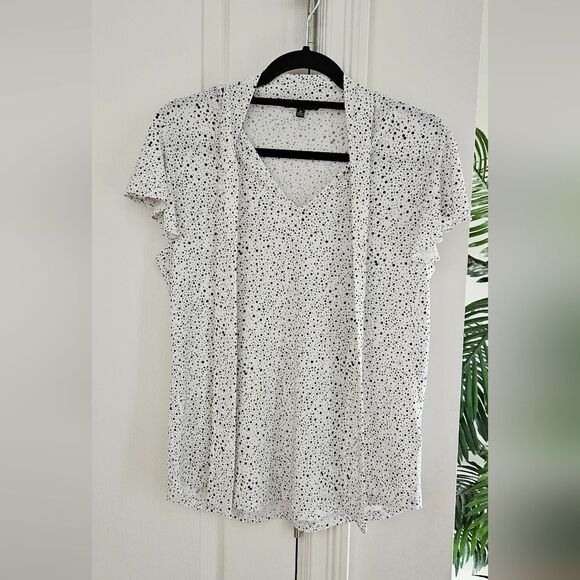 Adrianna Papell Black and White Shirt with Tie Front - Picture 4 of 4